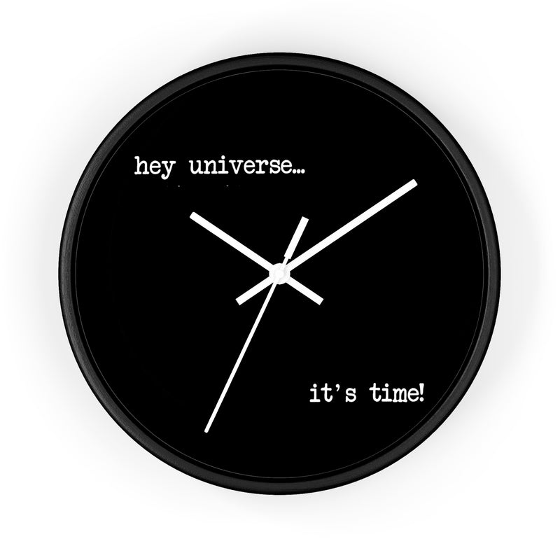 It's Time! Black Wood Frame Wall Clock