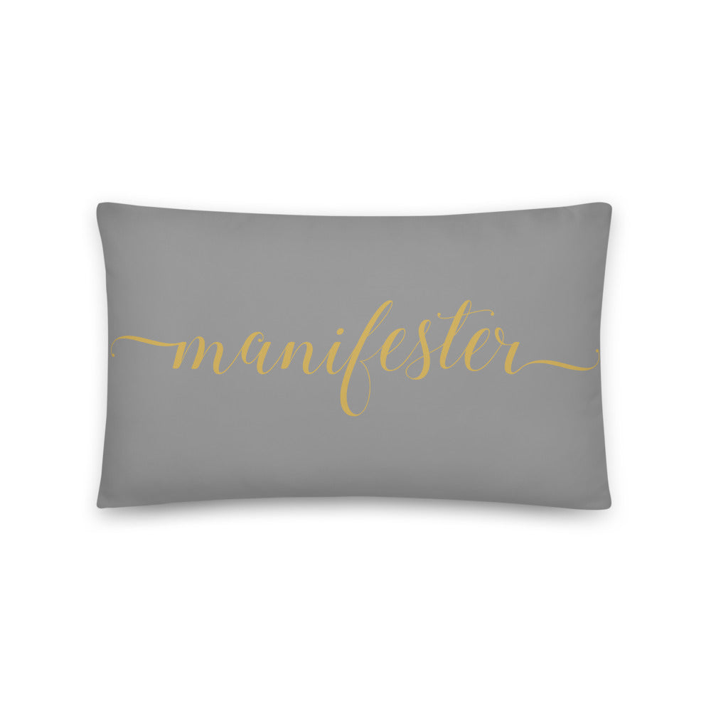 Manifester Grey & Gold Pillow