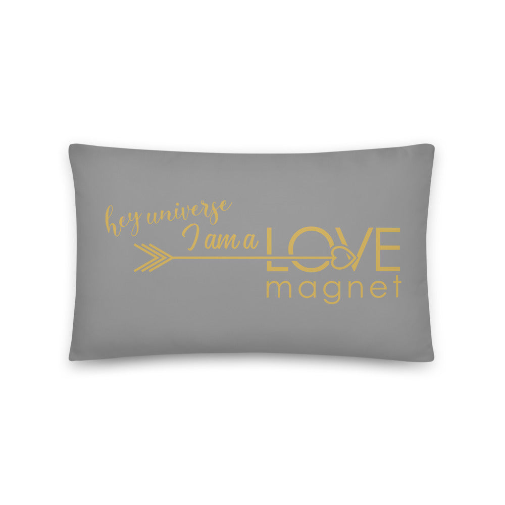 I am a Love Magnet Grey & Gold Pillow