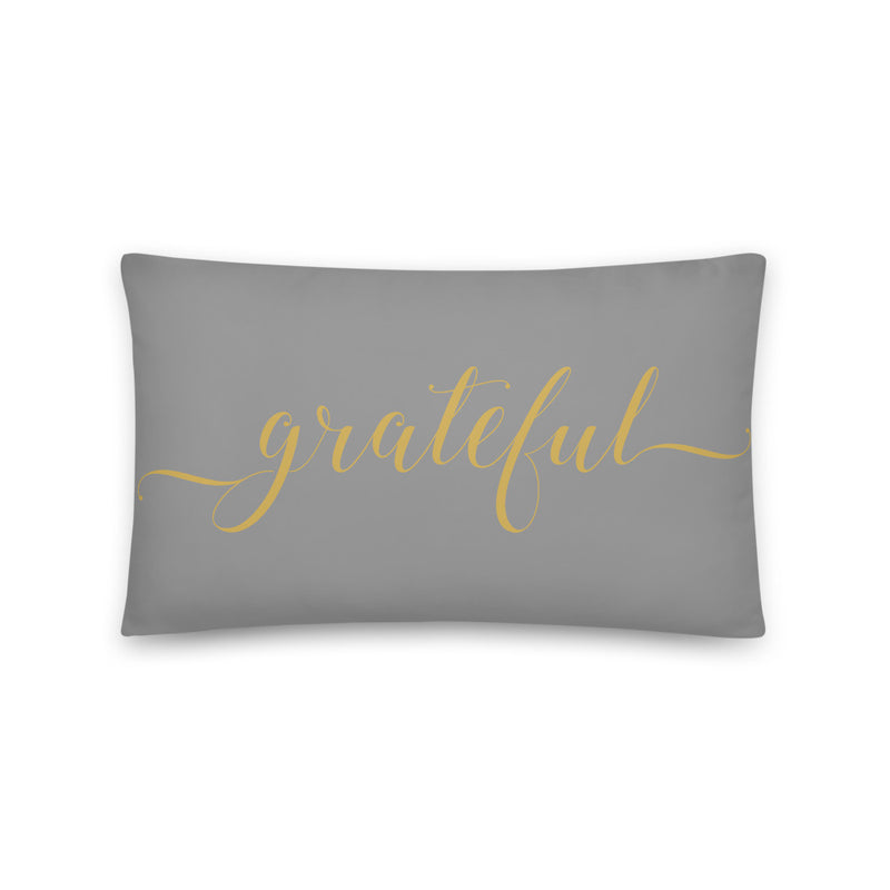 Grateful Grey & Gold Pillow