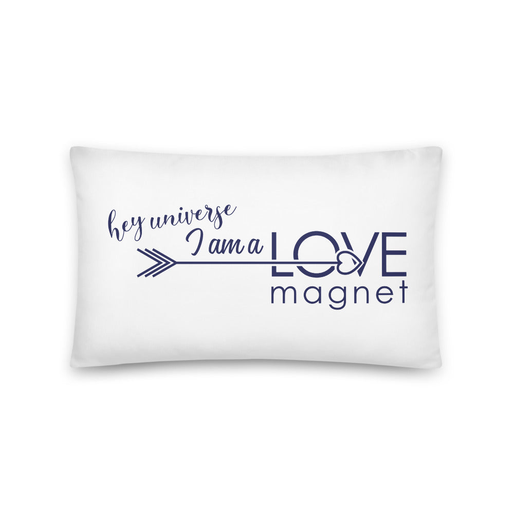 Love Magnet White & Navy Pillow