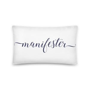 Manifester White & Navy Pillow