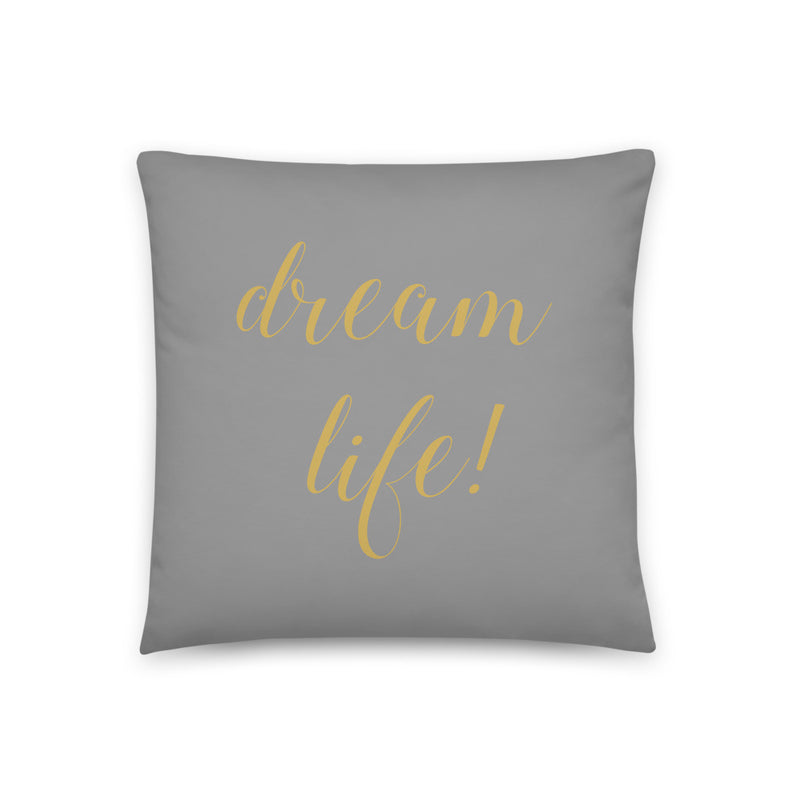 Dream Life Grey & Gold Pillow